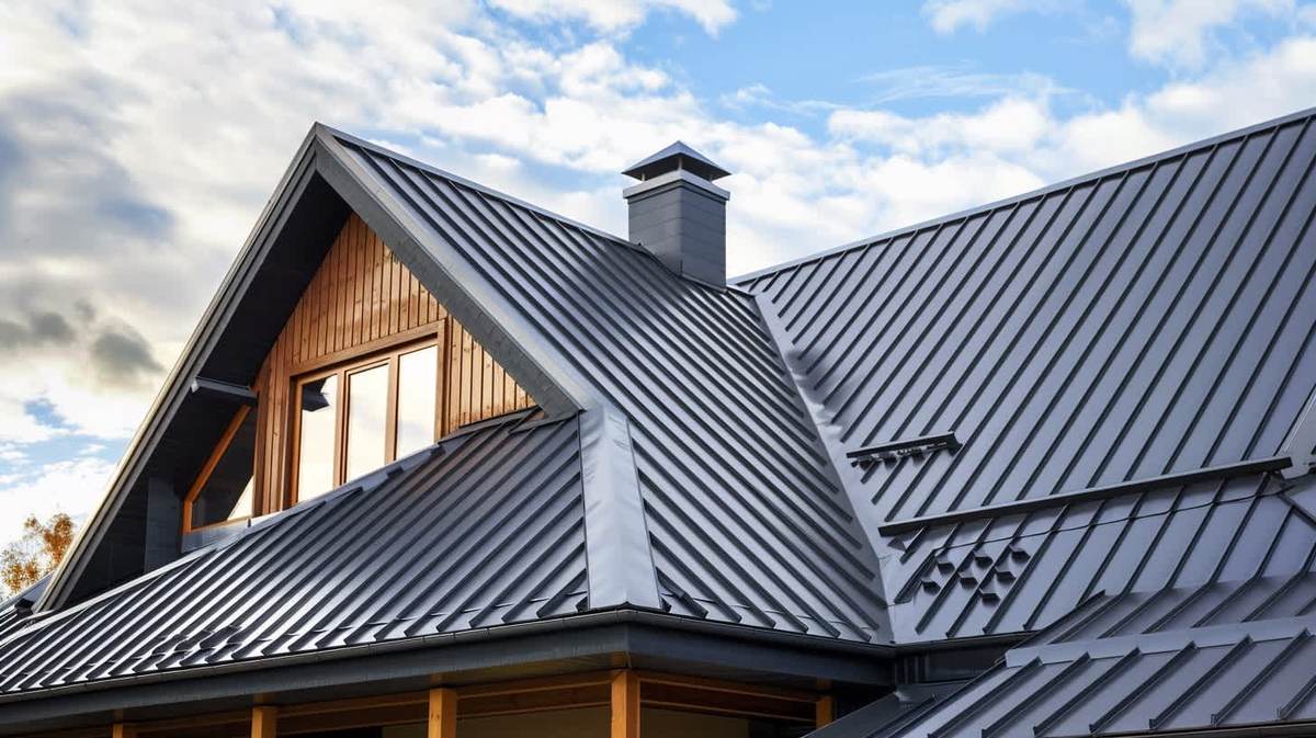 Erzene EPDM Kauçuk Çatı – antrasit kenet sistem metal çatıyla kaplanmış müstakil ev